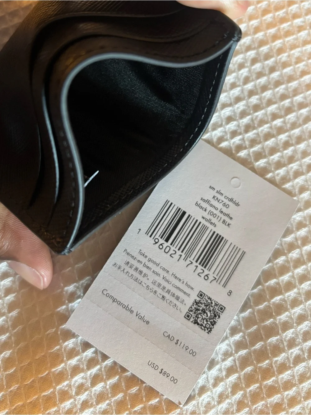 NWT Kate Spade Small Slim Card Holder• Black